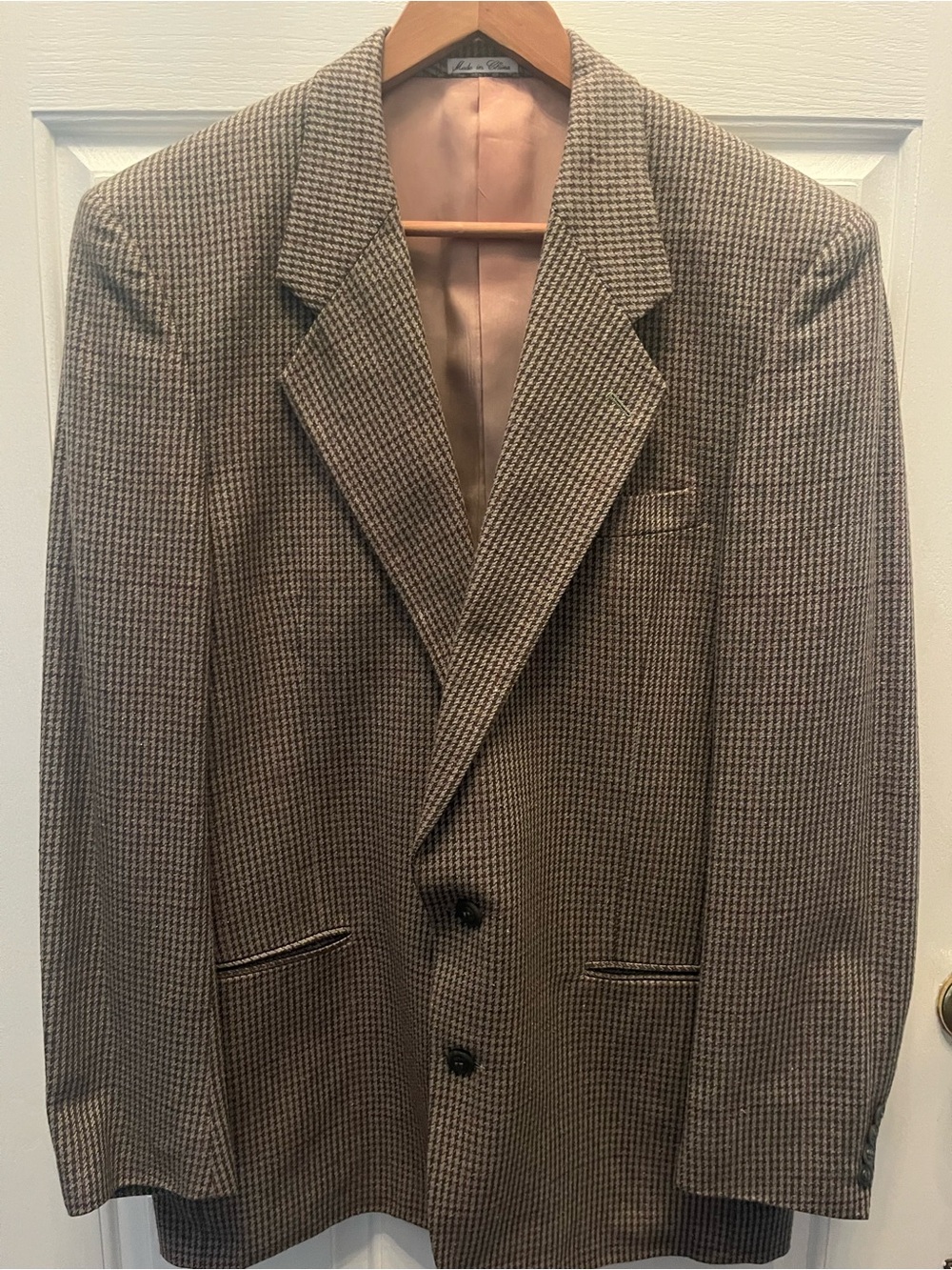PRE-OWNED CELLINI COLLECTION MEN'S HOUNDSTOOTH BLAZER- 40 LONG